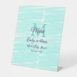 Pastel green baby in bloom monogram baby shower te sockelschild