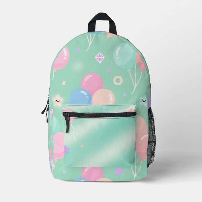 Pastel Green Backpack –Minimalist Aesthetic Travel Bedruckter Rucksack (Vorderseite)