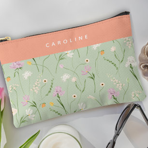 Pastel Green Boho Chic Blumenschnitt Nähtasche Zubehörtasche