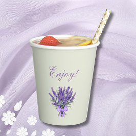 Pastel Green Bow Floral Lavender Brautparty Pappbecher