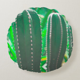 Pastel Green cactus Pflanze Blätter Rundes Kissen