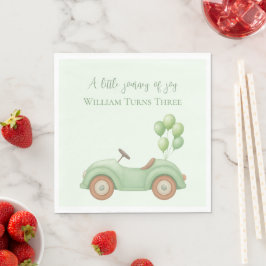 Pastel Green Car & Balloon - Paper Napkin Serviette