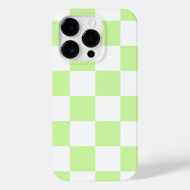 Pastel Green Checkered Gingham Pattern Case-Mate iPhone 14 Pro Hülle (Rückseite)