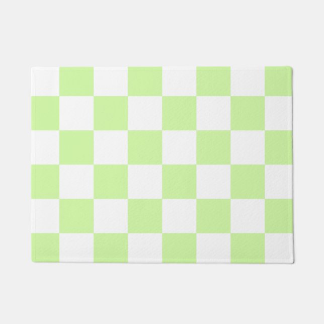 Pastel Green Checkered Gingham Pattern Fußmatte (Vorderseite)