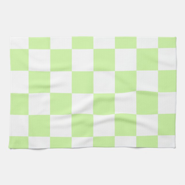 Pastel Green Checkered Gingham Pattern Geschirrtuch (Horizontal)