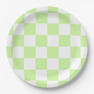 Pastel Green Checkered Gingham Pattern Pappteller