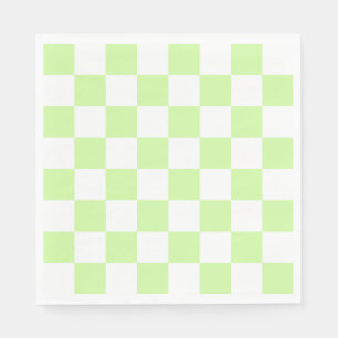 Pastel Green Checkered Gingham Pattern Serviette