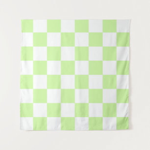 Pastel Green Checkered Gingham Pattern Wandteppich