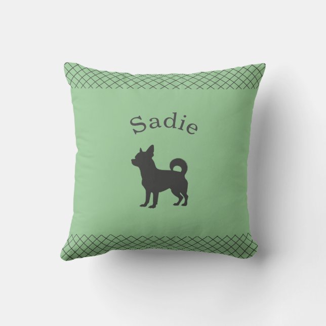 Pastel Green Chihuahua Personalized Matching Kissen (Rückseite)