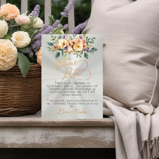 Pastel Green - Floral & Silver Tiara Quinceanera Dankeskarte