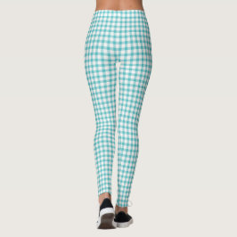 Pastel Green Gingham Karo Pattern Leggings
