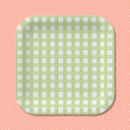 Pastel Green Gingham Karo Pattern Papierplatte Pappteller