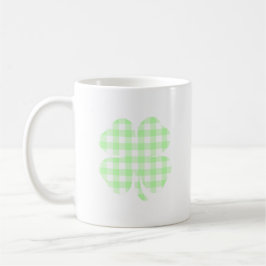 Pastel Green Gingham Kleeblatt Kaffeetasse