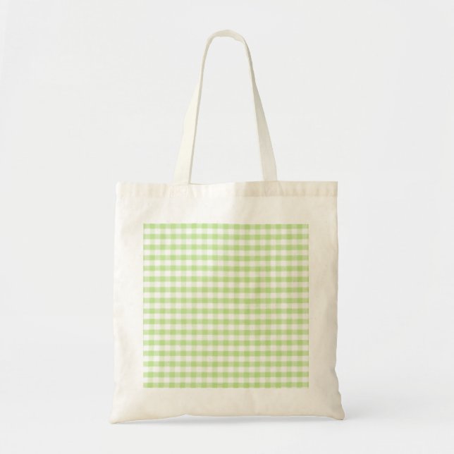 Pastel Green Gingham-Muster Tragetasche (Vorne)