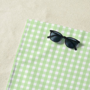 Pastel Green Gingham Pattern Strandtuch