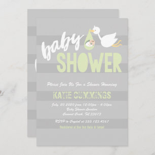 Pastel Green & Grey, Invitation Baby shower de cig