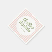 Pastel Green Handwriting Retro Wedding Napkins