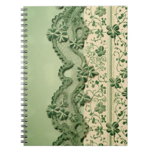 PASTEL GREEN INTRICATE LACE SEHEN IRISH PATTERN NOTIZBLOCK