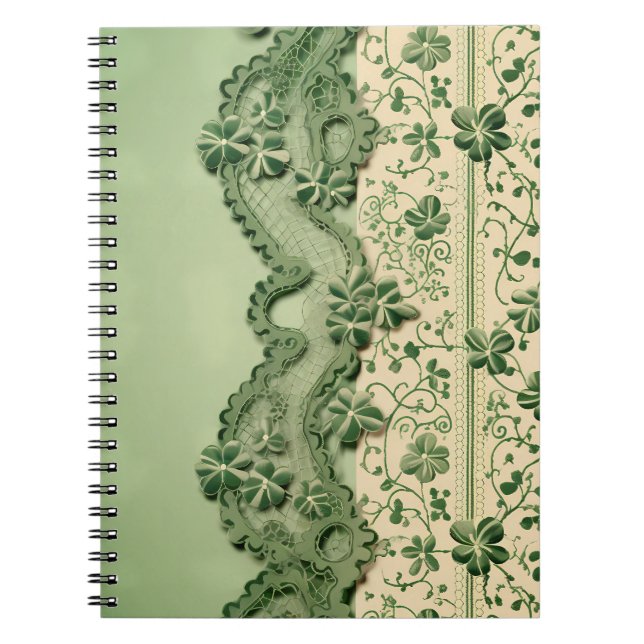 PASTEL GREEN INTRICATE LACE SEHEN IRISH PATTERN NOTIZBLOCK (Vorderseite)