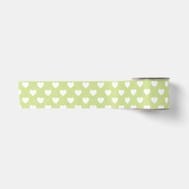 PASTEL GREEN MIT WEISSEN HERZEN SATINBAND