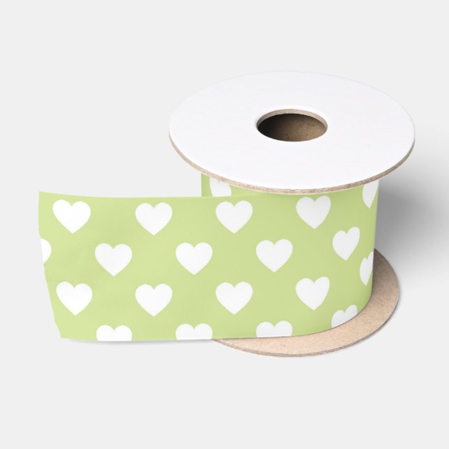 PASTEL GREEN MIT WEISSEN HERZEN SATINBAND (Spule)