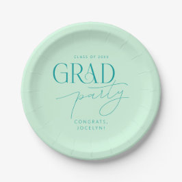 Pastel Green Personalisiertes Minimalistisches Gra Pappteller