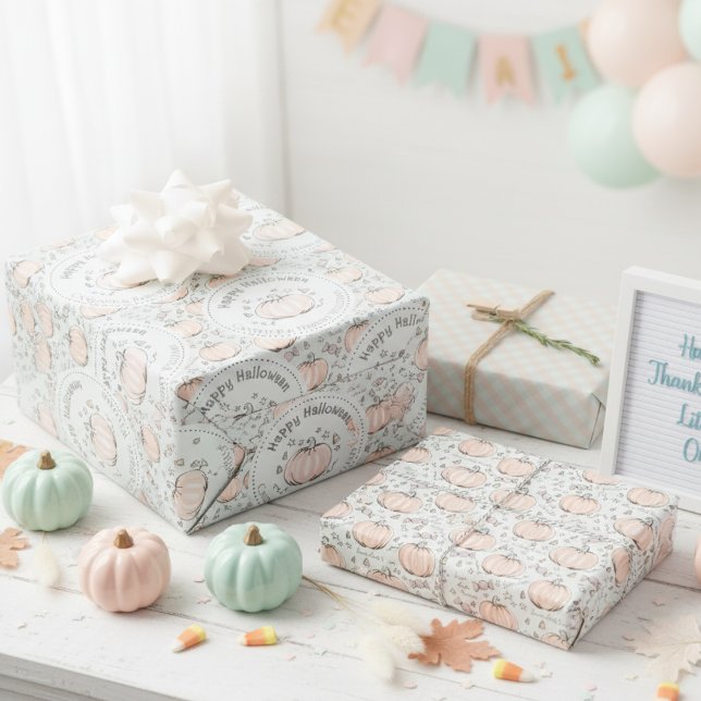 Pastel Green Pumpkin Mama zu sein Glückwunsch Geschenkpapier Set (Cute Pastel Green Congratulations Little Pumpkin Thanksgiving Baby Shower Wrapping Paper for Her)