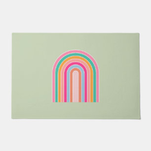 Pastel Green Retro Rainbow Fußmatte