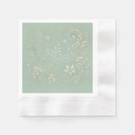 Pastel Green Shade Floral Motif Serviette