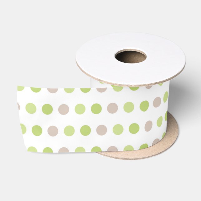 PASTEL GREEN & TAN POLKA DOTS SATINBAND (Spule)