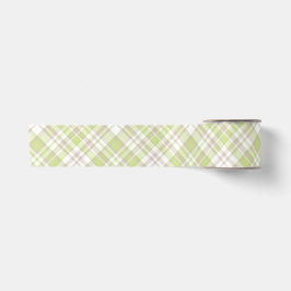 PASTEL GREEN TAN WEISSE KARIERTE PATTER SATINBAND