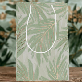 Pastel Green Tropical Palm Tree Holiday Mittlere Geschenktüte