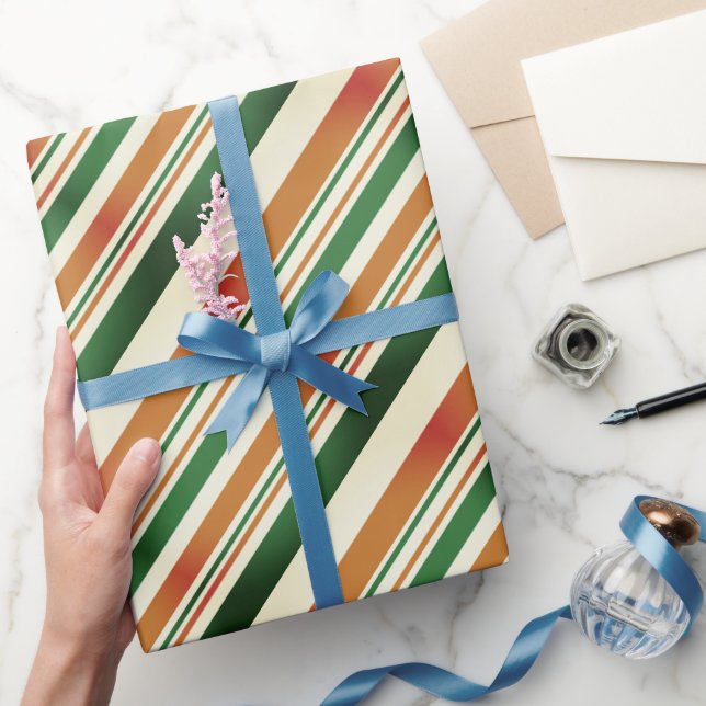 Pastel Green und Orange Retro Elegant Stilvoll Geschenkpapier (Schenken)