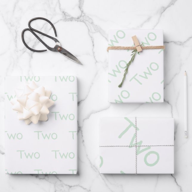 Pastel Green zwei Jahre alt Geschenkpapier Set (Vorderseite)