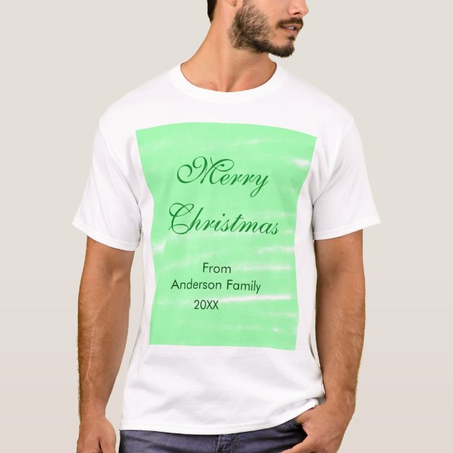 Pastel grüne Wasserfarbe fröhliche Weihnachten mod T-Shirt (Vorderseite)