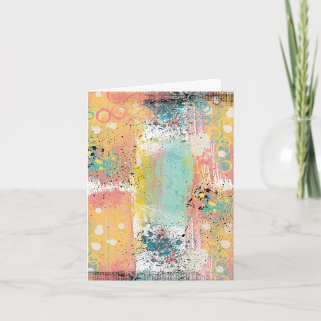 Pastel Grunge Abstrakt Geburtstag Karte (Vorderseite)