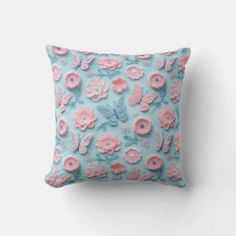 Pastel-Häkel-Schmetterlinge und -Blüten Kissen