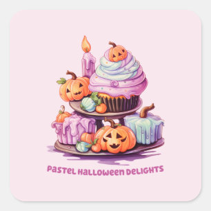 Pastel Halloween Delights Quadratischer Aufkleber