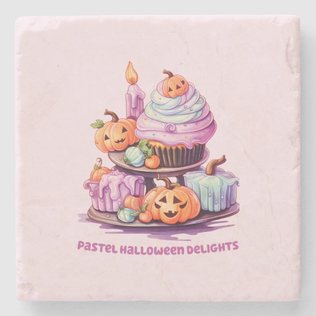 Pastel Halloween Delights Steinuntersetzer (Vorderseite)