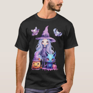 Pastel Halloween Hexenkatze Kürbiskerns T-Shirt
