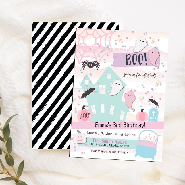 Pastel Halloween-Party Kindergeburtstag Einladung (Von Creator hochgeladen)