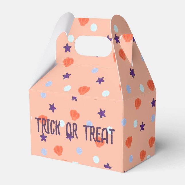 Pastel Halloween Seashells & Sea Stars in Lachs Geschenkschachtel (Vorderseite)