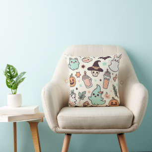 Pastel Halloween Spooky Pattern Kissen