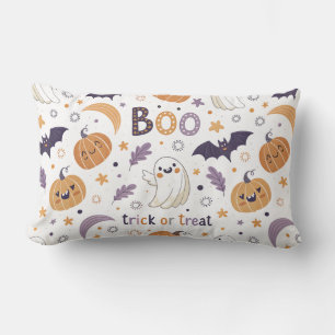 Pastel-Halloween-Wurfkissen – Süße Geister & Kürbi Lendenkissen