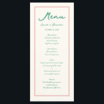 Pastel Handwriting Pinky Green Retro Hochzeit Menükarte<br><div class="desc">Pastel Handwriting Pinky Retro Wedding Menu</div>