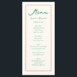 Pastel Handwriting Pinky Green Retro Hochzeit Menükarte<br><div class="desc">Pastel Handwriting Pinky Retro Wedding Menu</div>