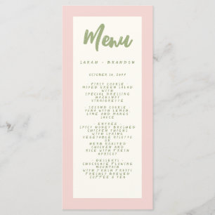 Pastel Handwriting Pinky Retro Menu Mariage