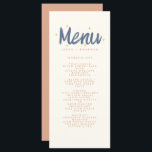 Pastel Handwriting Typografie Retro Wedding Menu Menükarte<br><div class="desc">Orange Dar blue Pastel Handwriting Typografy Retro Wedding Menu</div>
