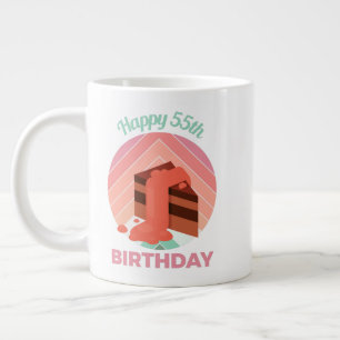 Pastel Happy 55. Geburtstagsparty Cake Piece Jumbo-Tasse