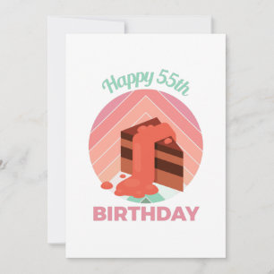Pastel Happy 55th Birthday Party Cake Piece Save The Date